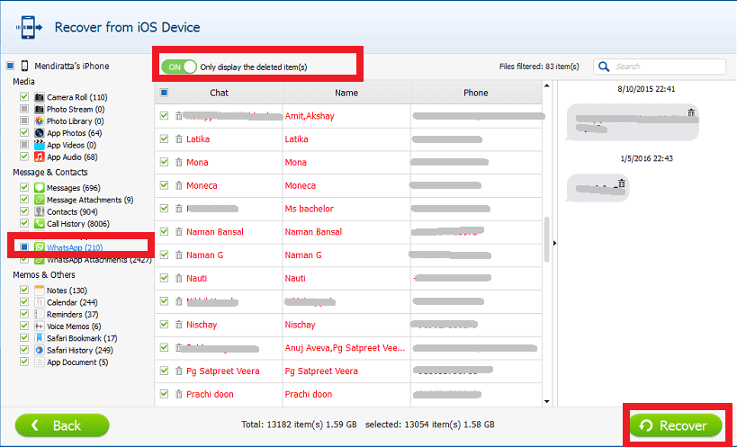 Recupera e stampa messaggi WhatsApp persi