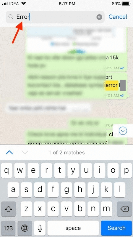 البحث في الرسائل ضمن محادثات محددة على WhatsApp