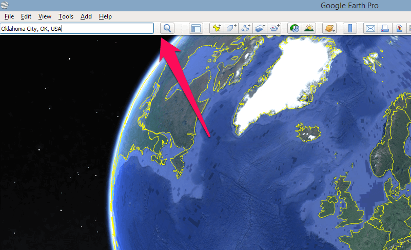 Søg et sted på Google Earth