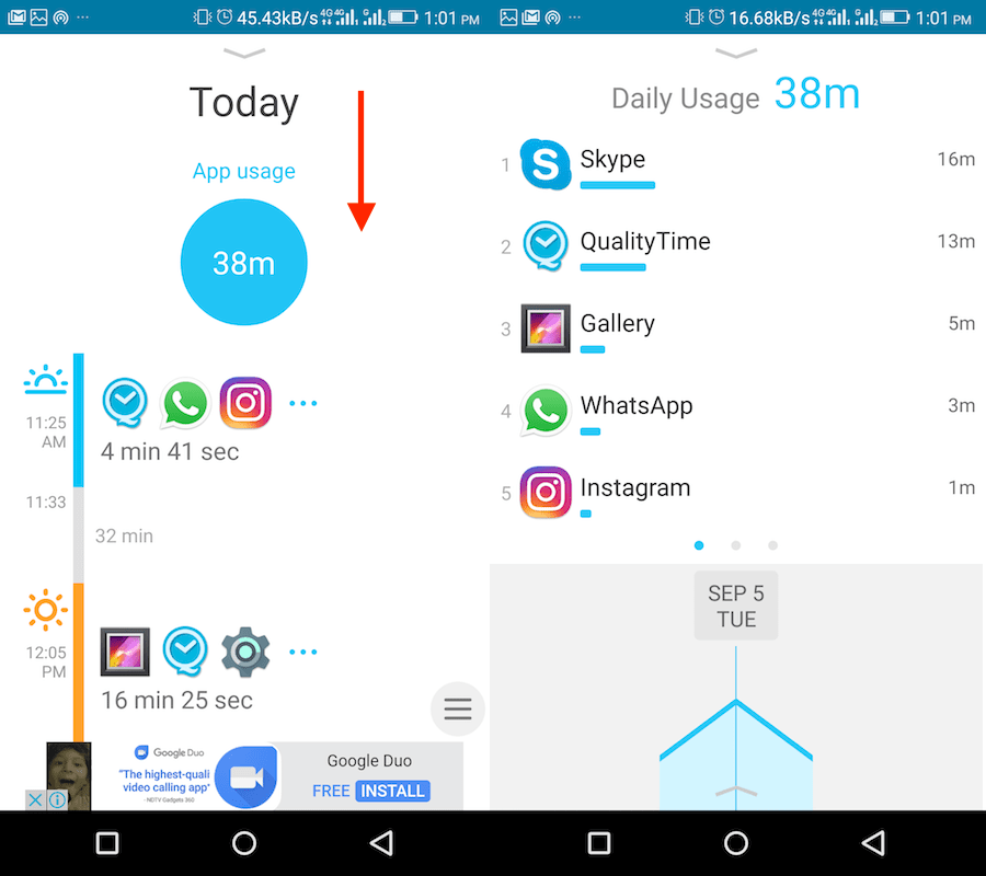 اطلع على إجمالي الوقت المستغرق في كل تطبيق على Android