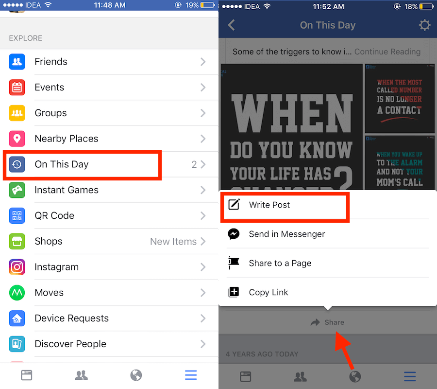 Se og del Facebook-minder fra app