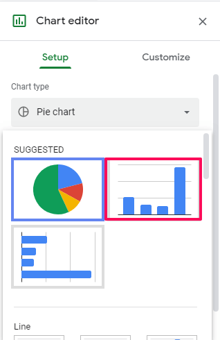 Selecione o tipo de gráfico