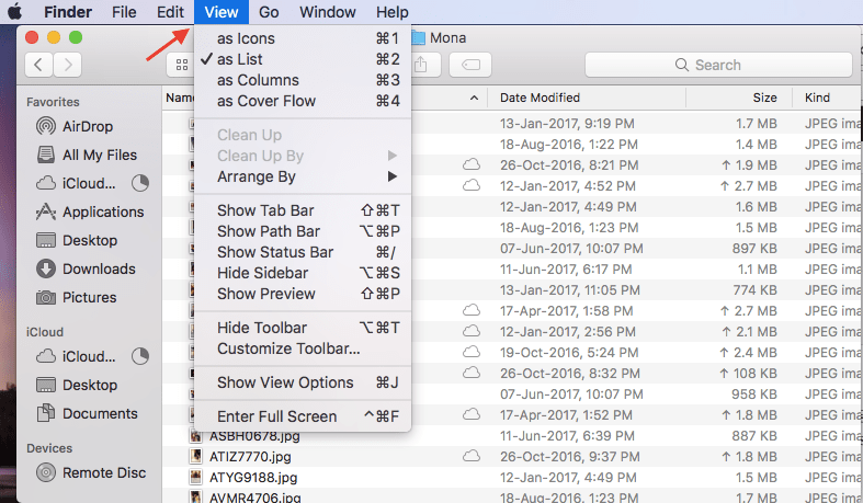 Seleccione varios archivos en Mac con el teclado