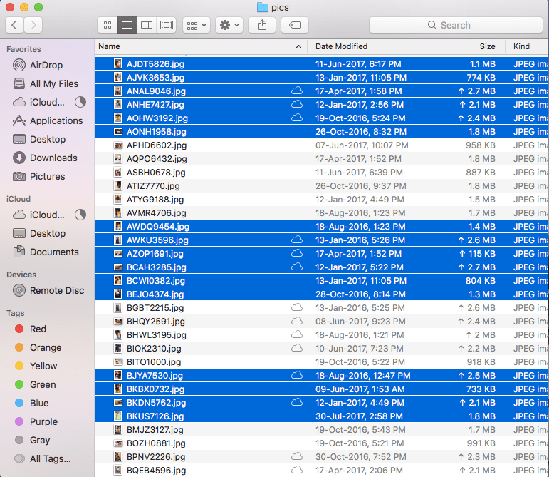 Comment sélectionner plusieurs fichiers non consécutifs sur Mac