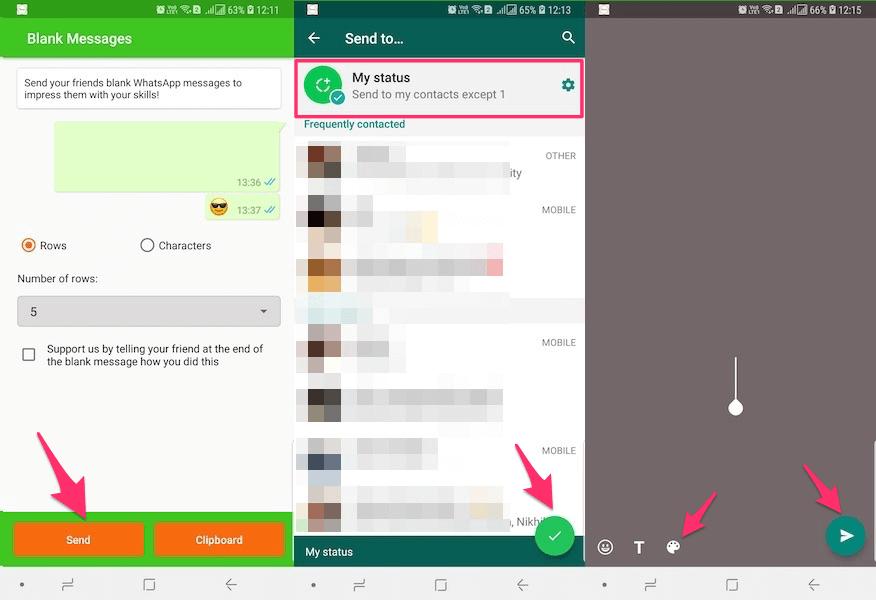 Nastavte prázdný stav WhatsApp nebo příběh