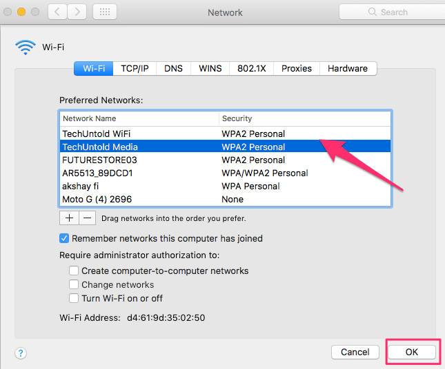 قم بتعيين أولوية WiFi على macOS