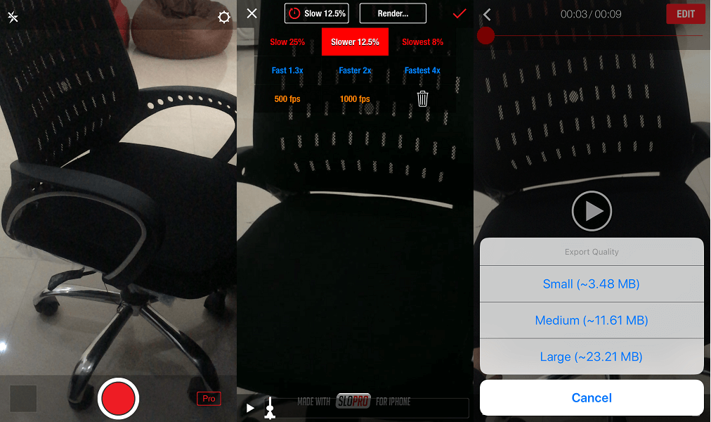 Aplicaciones de videos en cámara lenta para iOS - SloPro