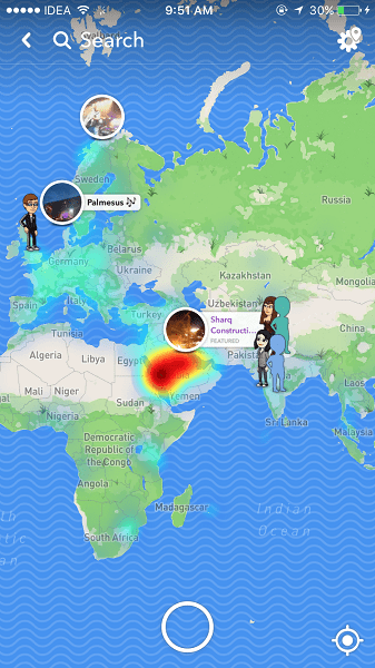 Funkce Snap Map na Snapchatu