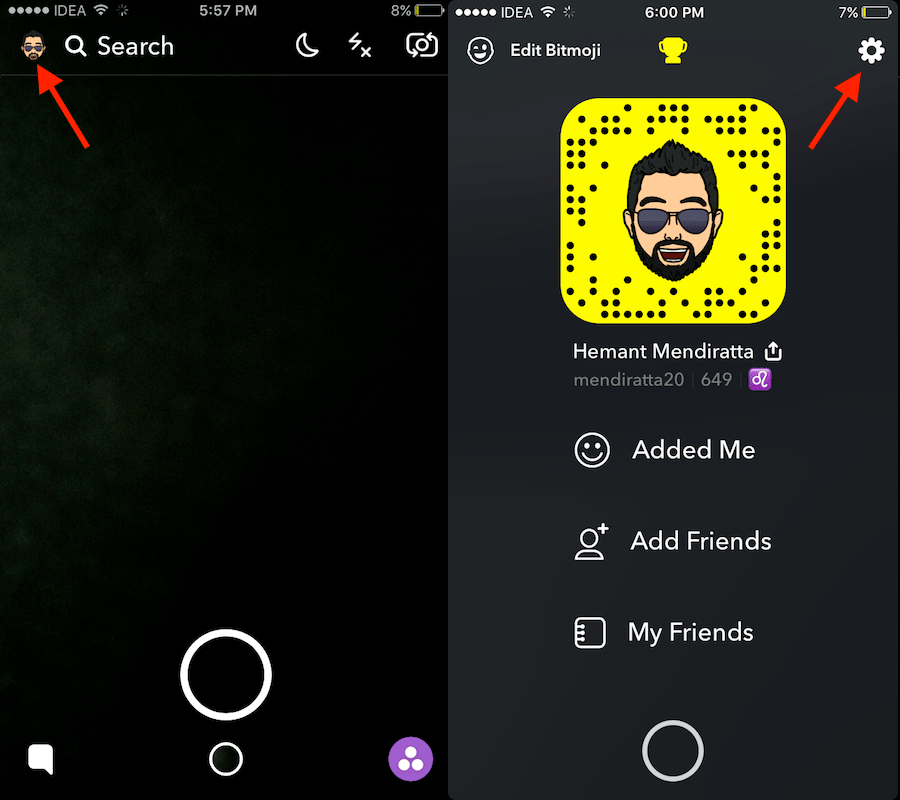 Snapchat 应用设置