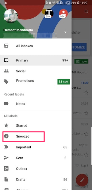 Отложенная папка Приложение Gmail для Android и iOS
