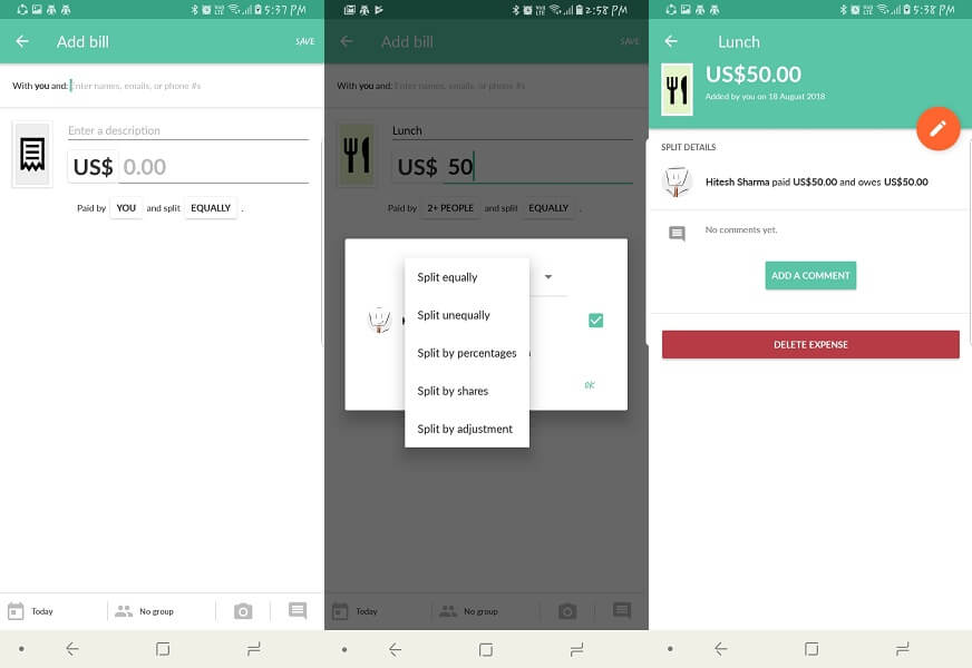 App per iOS Android Splitwise