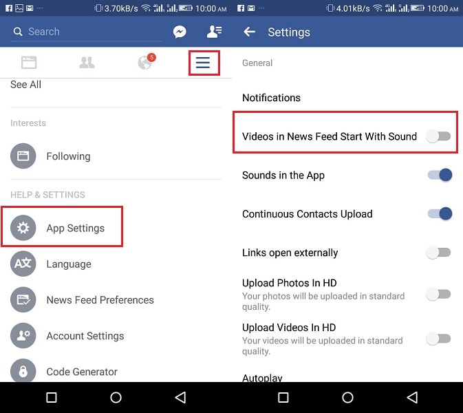 Stop Sound toistaa videoita automaattisesti Facebookin Android-sovelluksessa