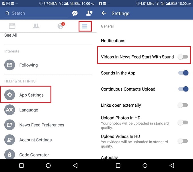 FacebookのAndroidアプリで自動再生ビデオのサウンドを停止します