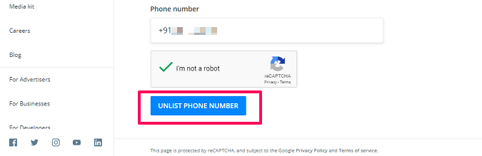 Truecaller unlist űrlap
