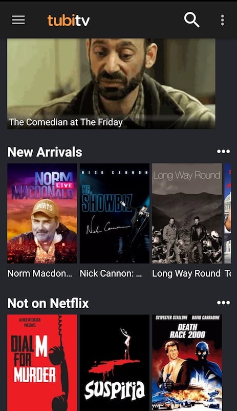 Aplikace TubiTv - alternativy showboxu