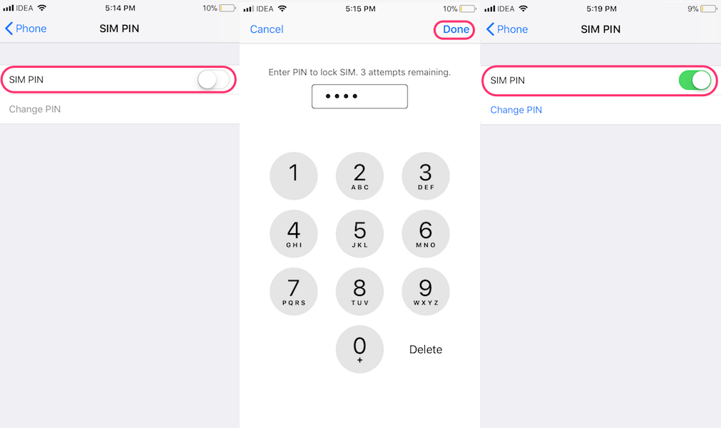 Kapcsolja BE a SIM PIN-kódot az iPhone-on