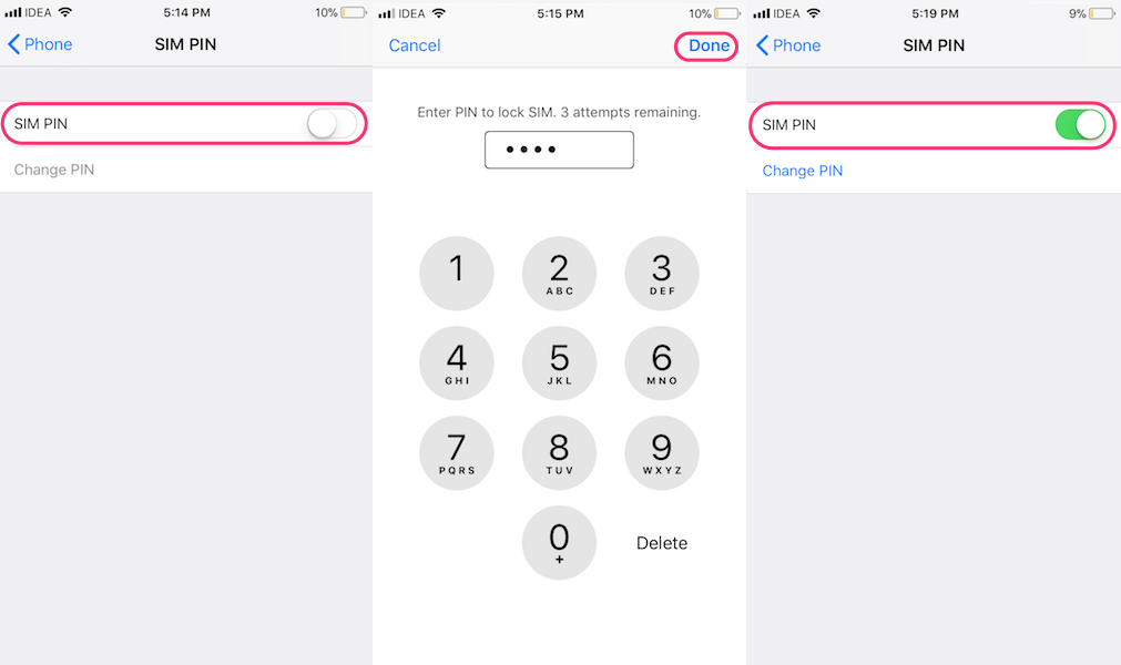 Schalten Sie die SIM-PIN auf dem iPhone ein
