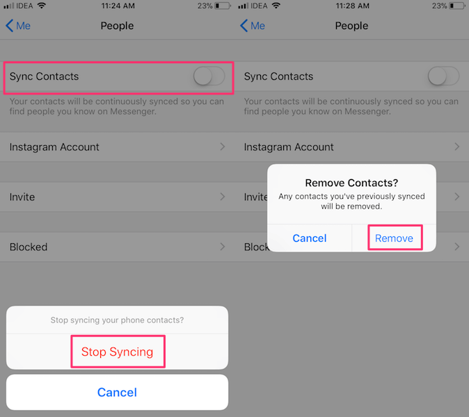 Turn Off Continuous Contacts Syncing in Facebook Messenger
