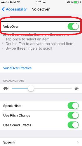 Deaktiver VoiceOver i iPhone/iPad