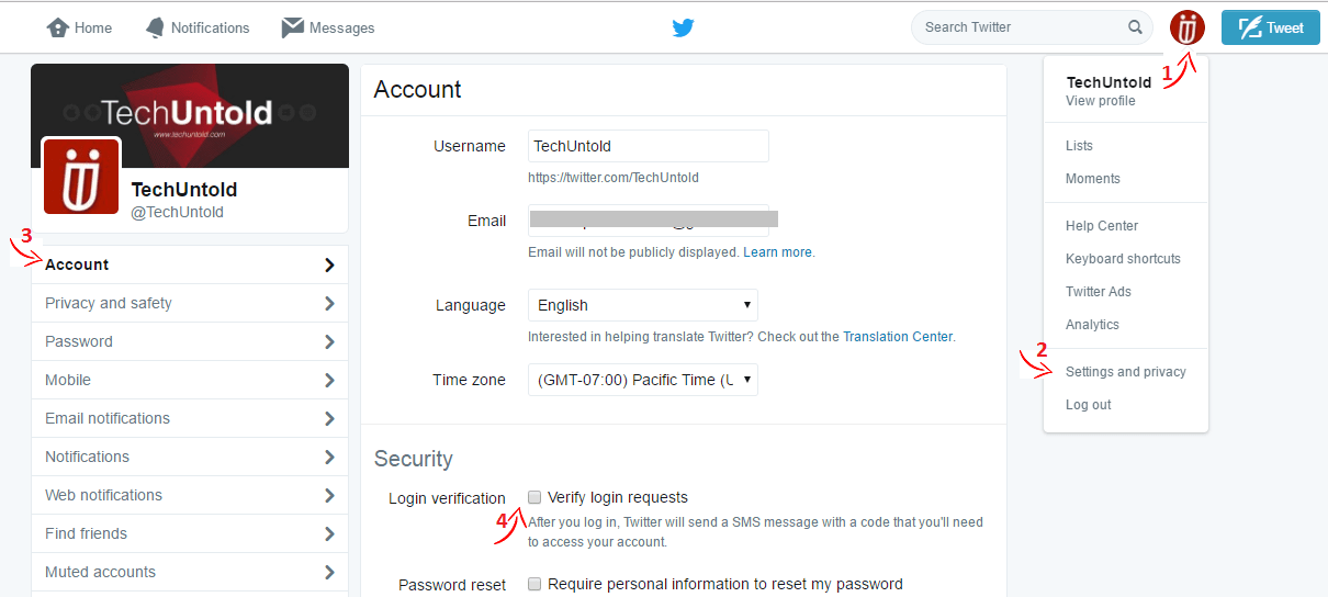 Twitter-inloggningsverifiering på webbplatsen