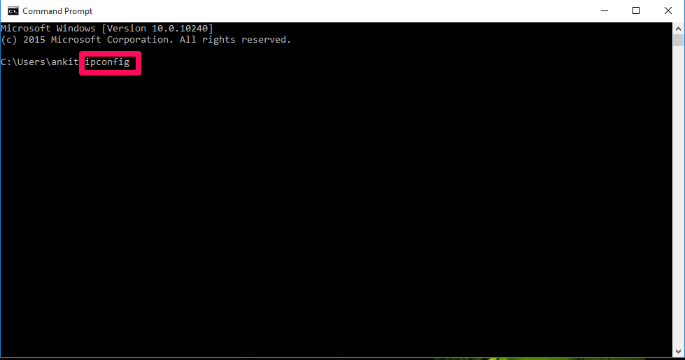 Πληκτρολογήστε ipconfig