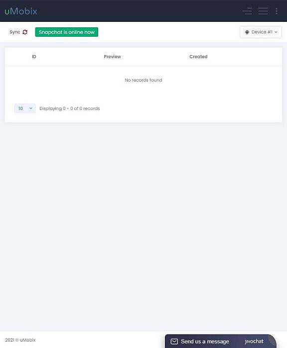 uMobix Snapchat Monitoring Dashboard