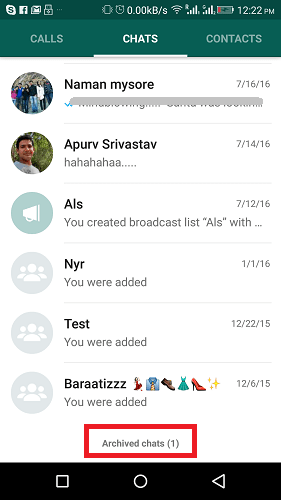 Rejtett csevegés WhatsApp Android megjelenítése