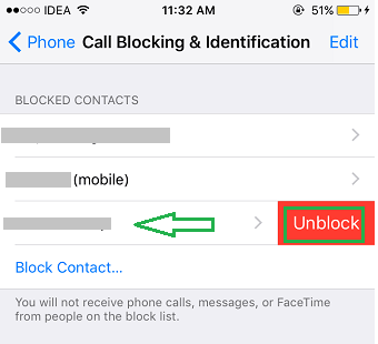 Desbloquear llamadas en iPhone