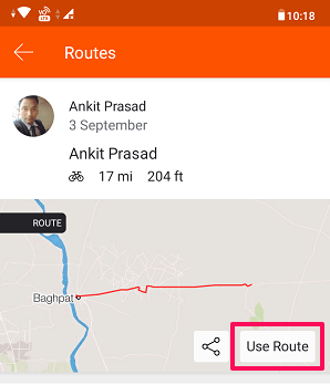 Strava 앱에서 경로 사용