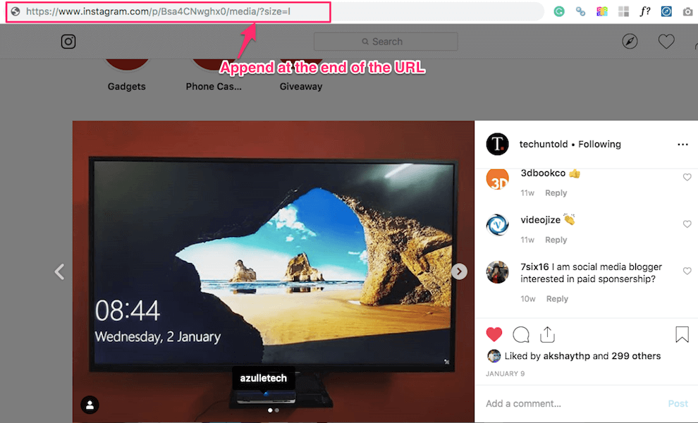 Instagramの写真を元のサイズで表示する