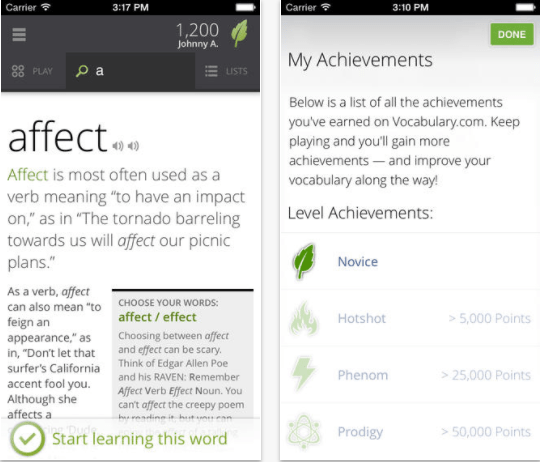 Aplikace slovní zásoby pro Android a iOS