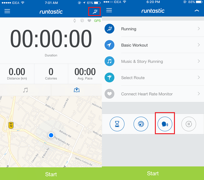 Aplicativo Runtastic Voice Coach