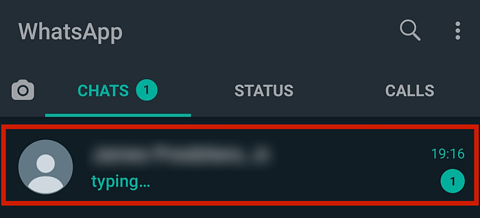 Sohbet kutusu vurgulanmış Whatsapp