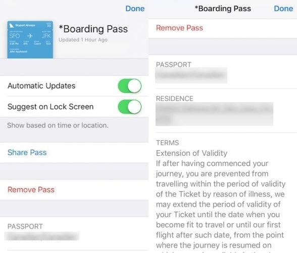 Slett/legg til pass i Wallet-appen på iPhone