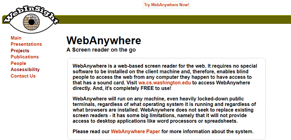 WebAnywhere - δωρεάν πρόγραμμα ανάγνωσης οθόνης