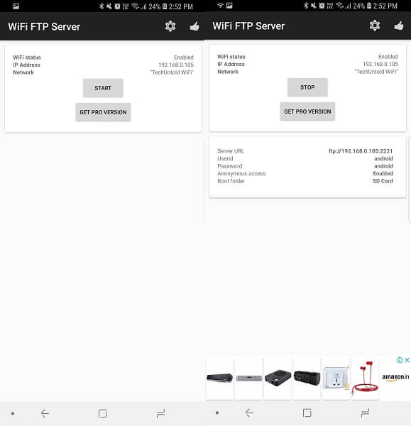 WiFi FTP-palvelin Android