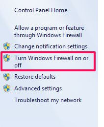 Настройки брандмауэра Windows