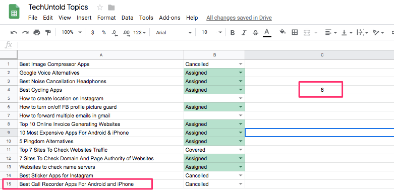Woorden tellen in Google Spreadsheets