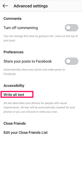 Écrire un texte alternatif pour les publications - Trucs et astuces Instagram