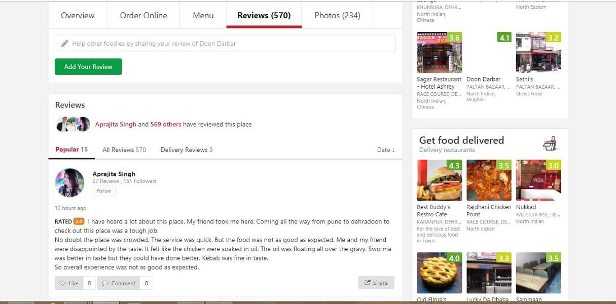 Zomato - 레스토랑을 위한 Yelp의 대안