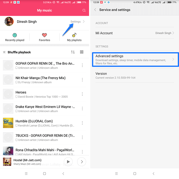 aktivovat časovač vypnutí hudby - Android