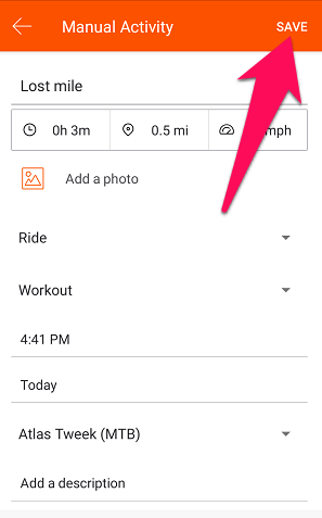 将丢失的距离添加到 strava
