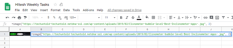 tilføj et strukket billede til Google Sheets