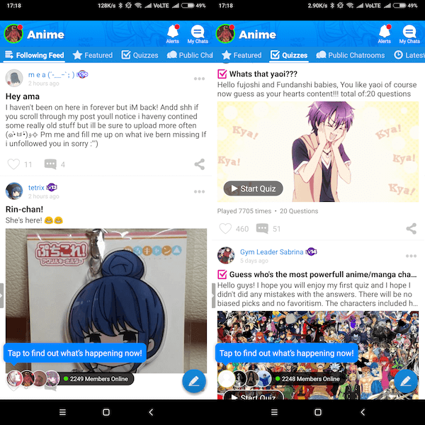 观看动漫的应用程序 - 氨基 android 和 iOS 应用程序
