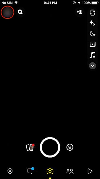 Snapchat home in iPhone con l