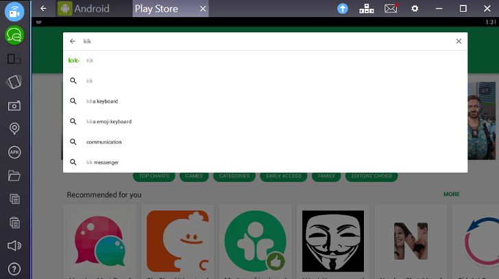 kik için bluestacks - kik için arama