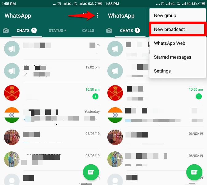 AndroidでWhatsAppメッセージをブロードキャストする