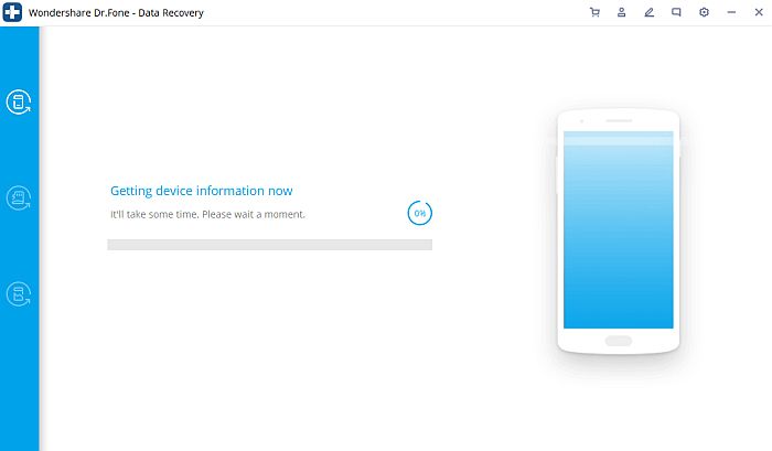 Dr. Fone numérise un téléphone pour récupérer des données