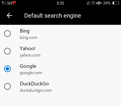 zmień domyślną wyszukiwarkę w Microsoft Edge na Androidzie
