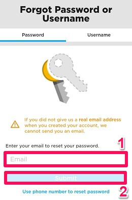 メールを使用してパスワードを変更する